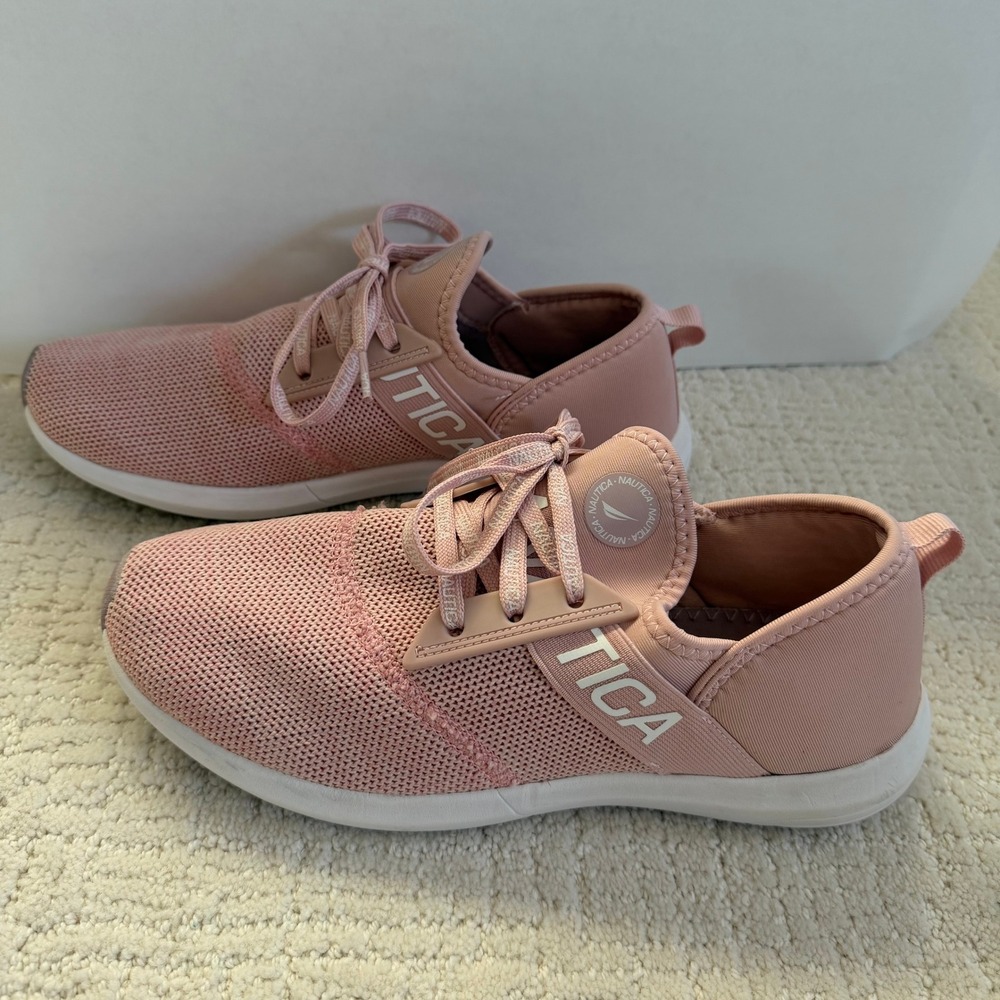 Nautica Beela Womens Mesh Lace Up Sneakers Pink White Low Top Trainers 8.5